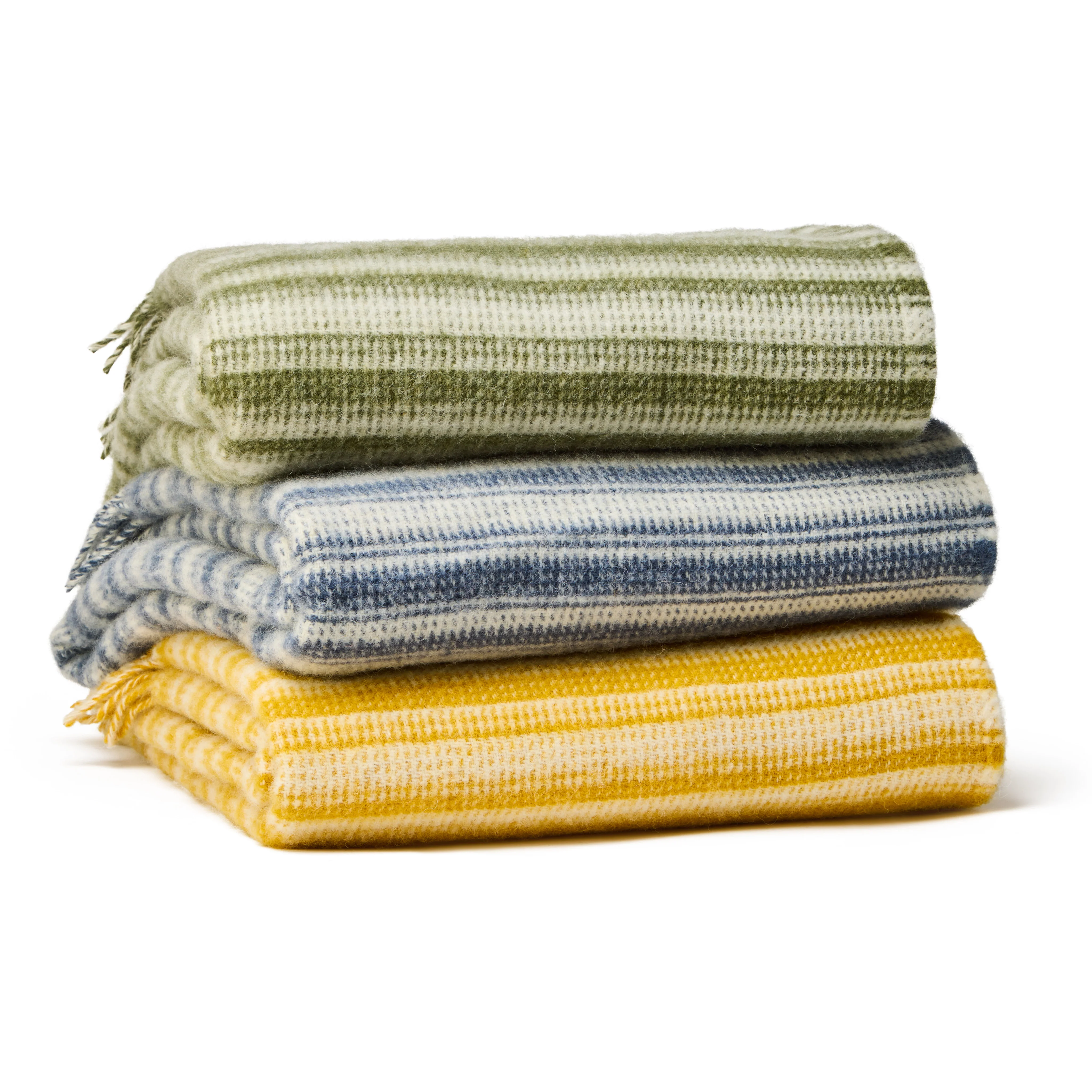 Aber Stripe Pure New Wool Throw - Olive - Image 3