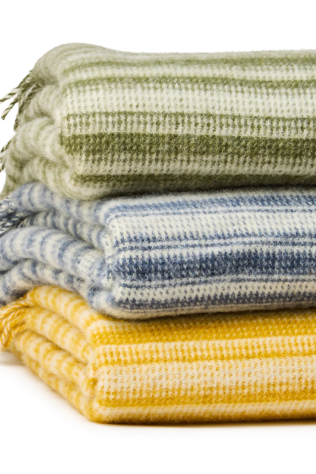 Aber Stripe Pure New Wool Throw - Olive - Image 5