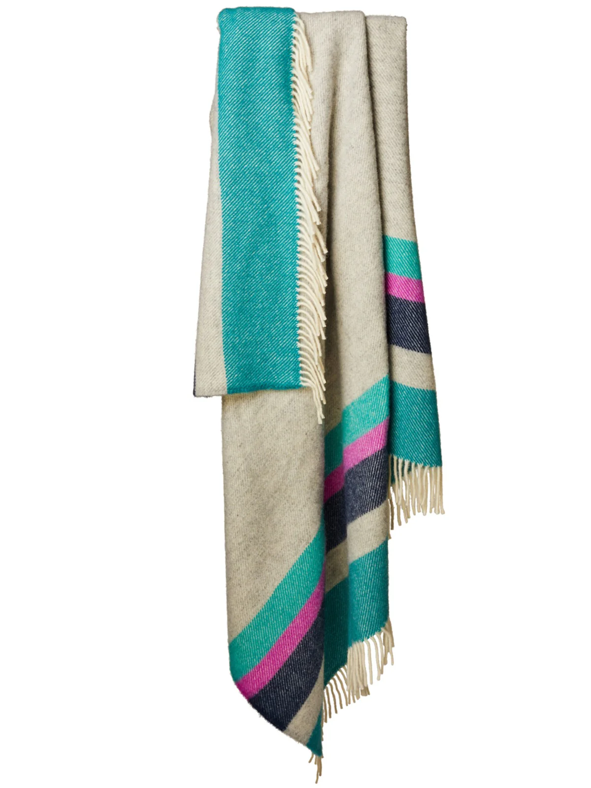 Alaska Stripe Pure New Wool Throw - Breeze - Image 3