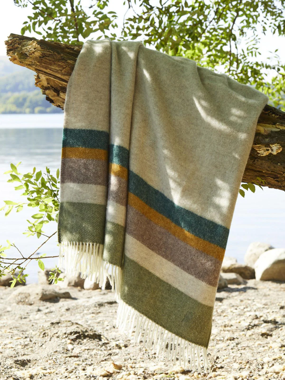 Alaska Stripe Pure New Wool Throw - Earth - Image 4