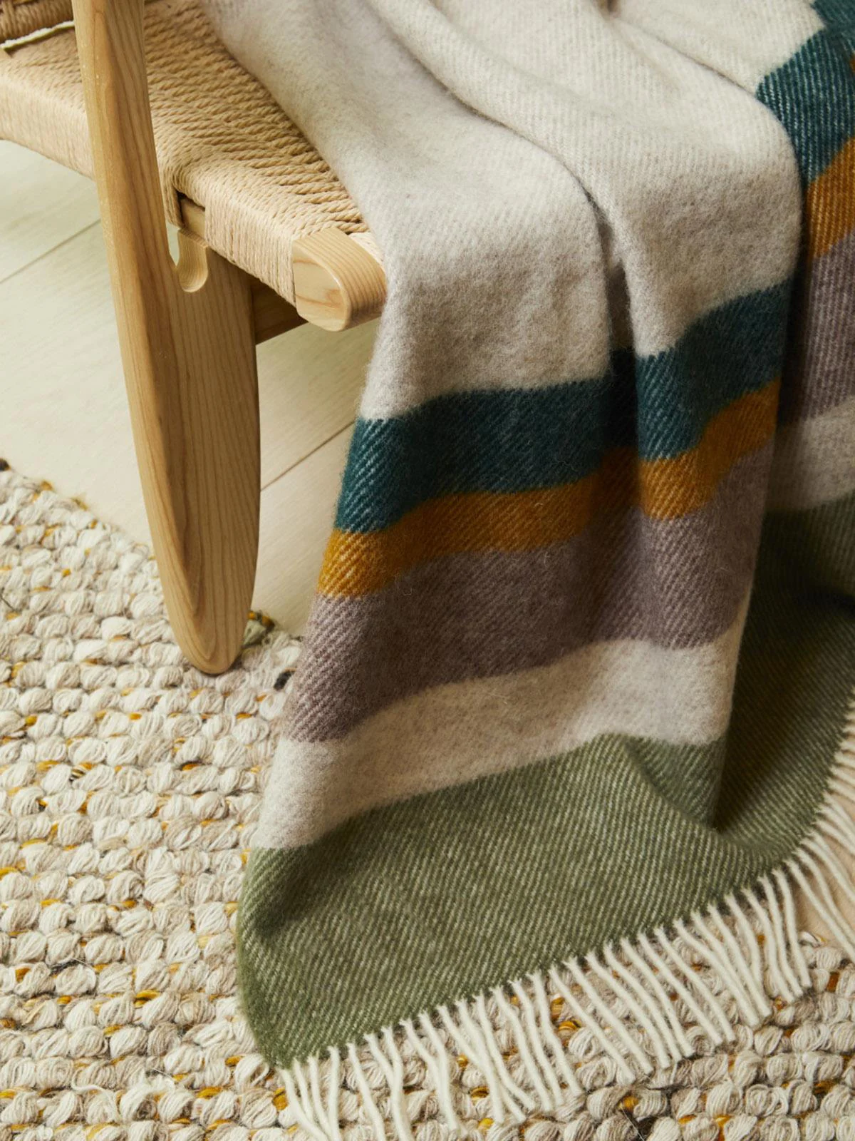 Alaska Stripe Pure New Wool Throw - Earth - Image 7