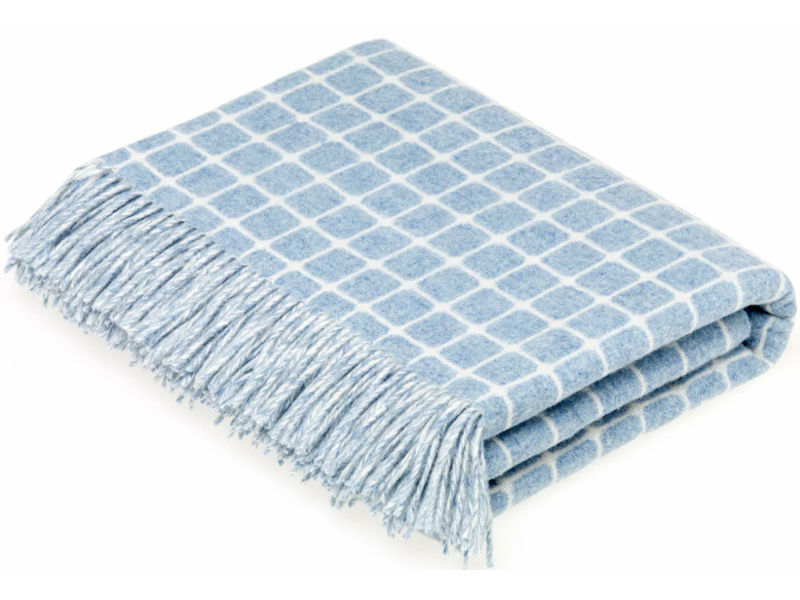 Athens Check Merino Lambswool Throw - Aqua - Image 2