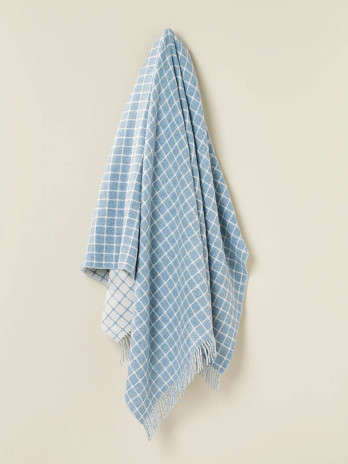 Athens Check Merino Lambswool Throw - Aqua - Image 3