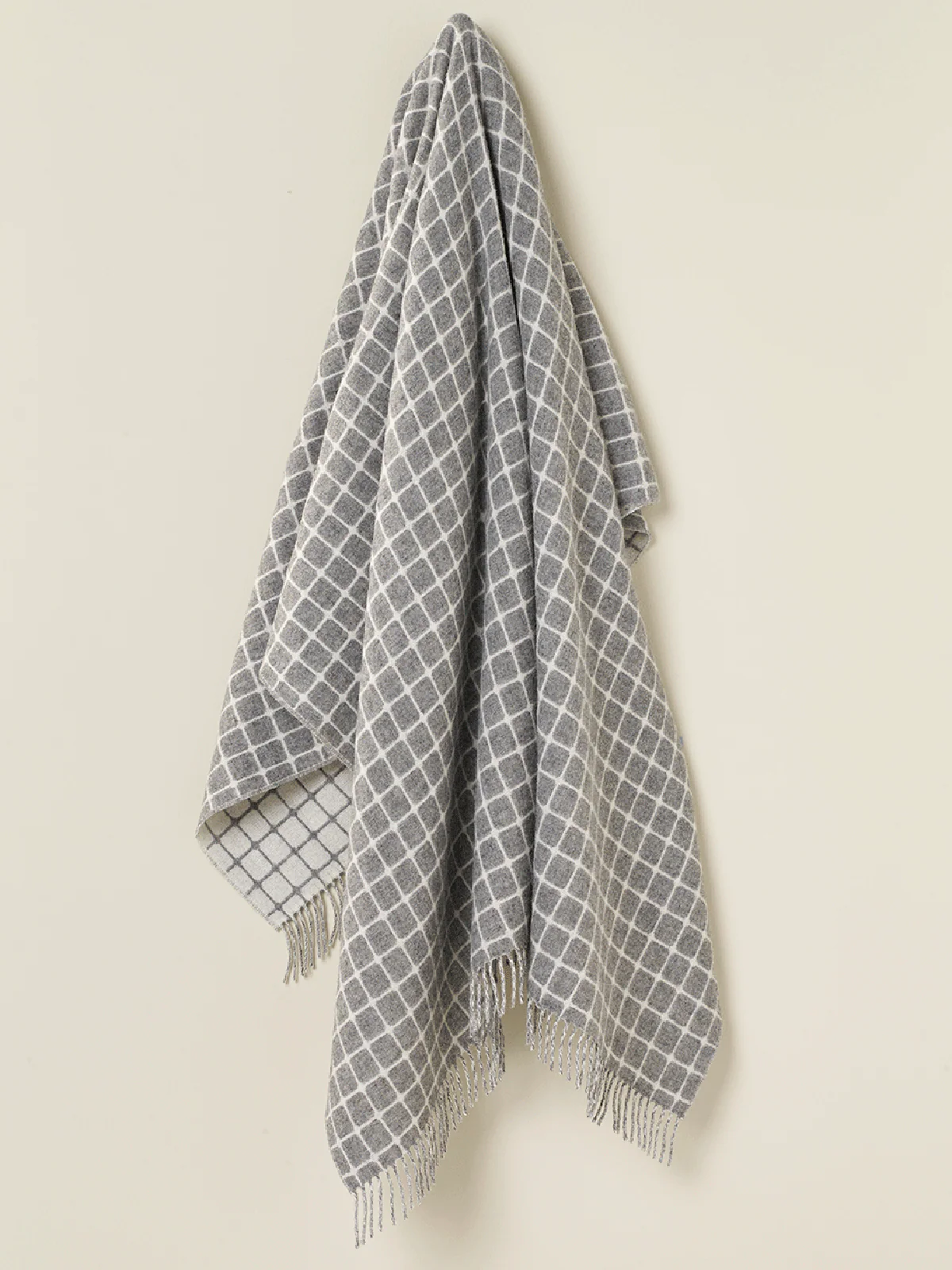 Athens Check Merino Lambswool Throw - Grey - Image 2