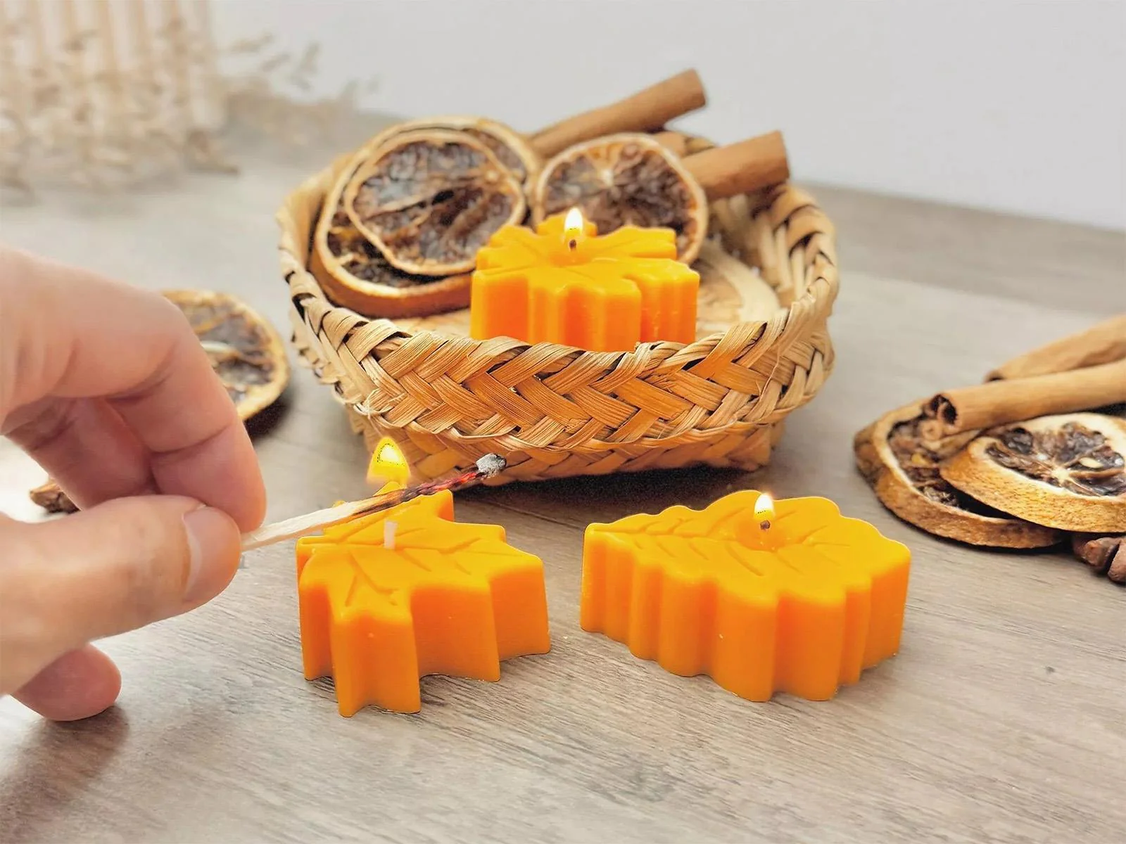 Autumn Leaf Tea Light Candles - Image 2