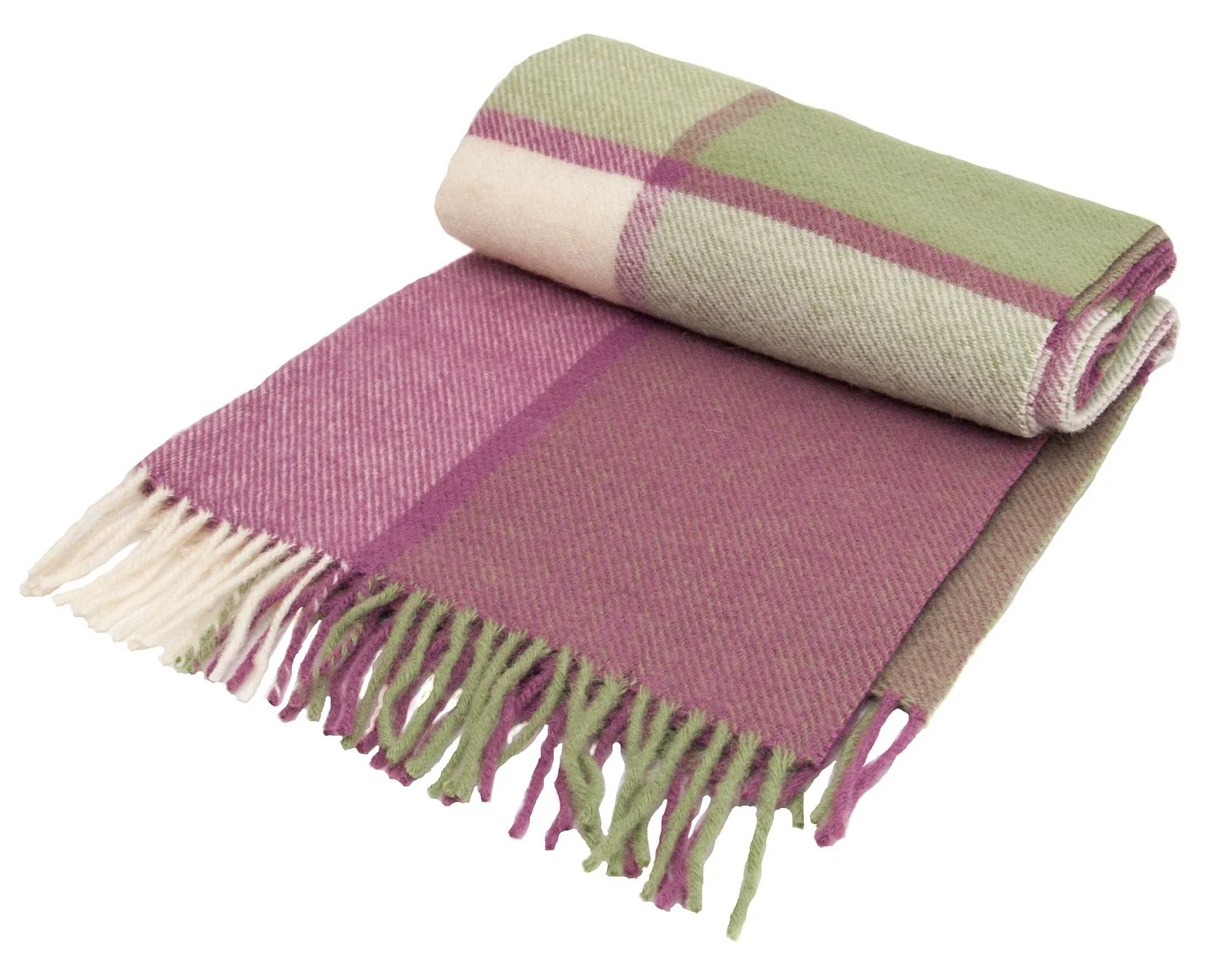 Block Check Pure New Wool Throw - Apple/Raspberry - Image 6