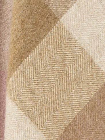 British Wool Block Check Throw - Pink/Camel - Image 4