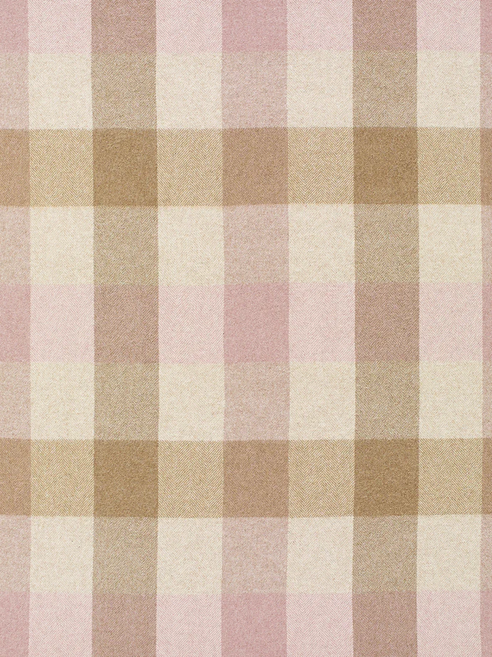 British Wool Block Check Throw - Pink/Camel - Image 5