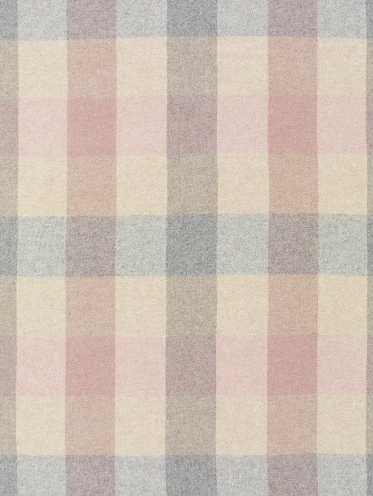 British Wool Block Check Throw - Silver/Pink - Image 5