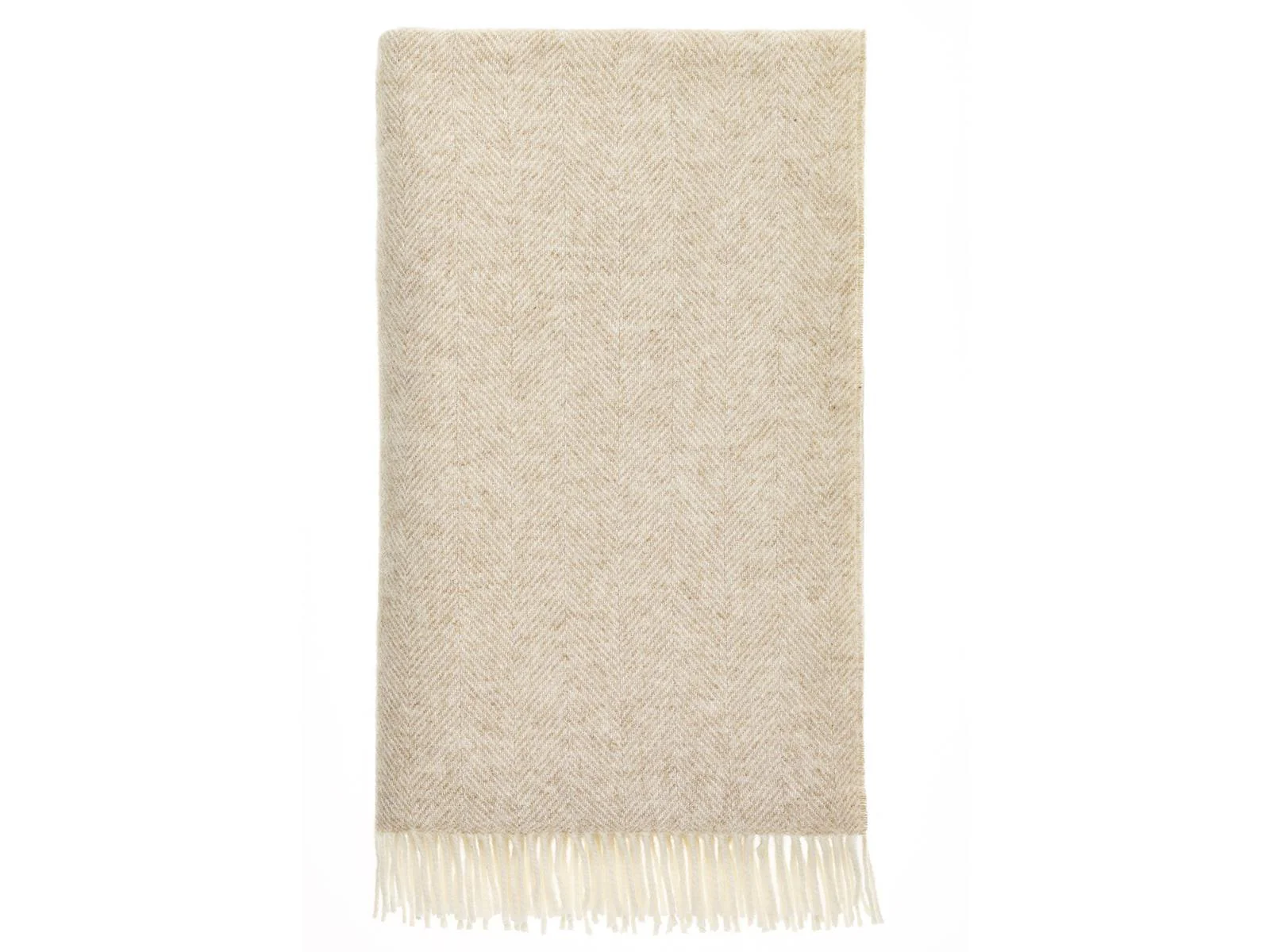 British Wool Herringbone Throw - Natural