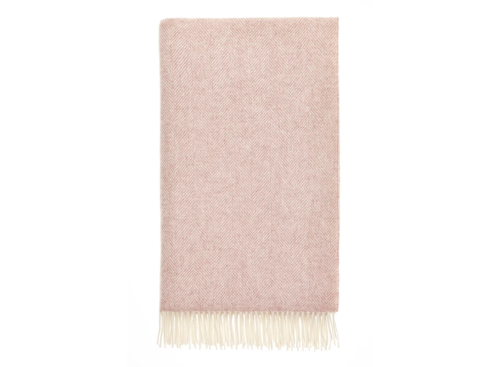 British Wool Herringbone Throw - Pink