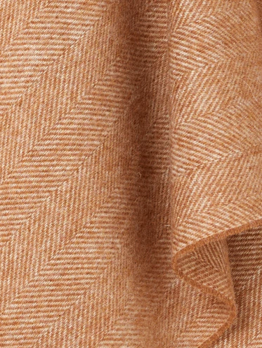 British Wool Herringbone Throw - Terracotta - Image 4