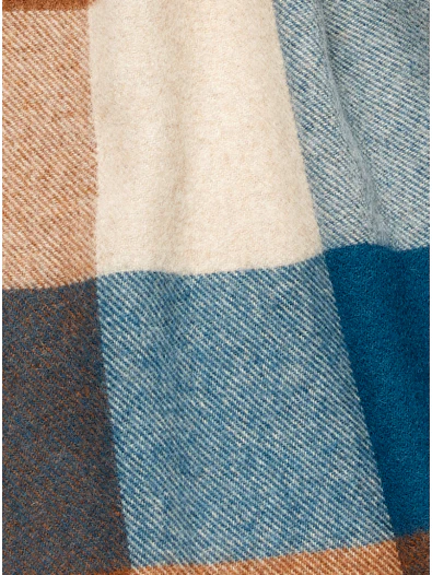 Check Lambswool Extra Wide Scarf - Sledmere Teal/Rust - Image 3
