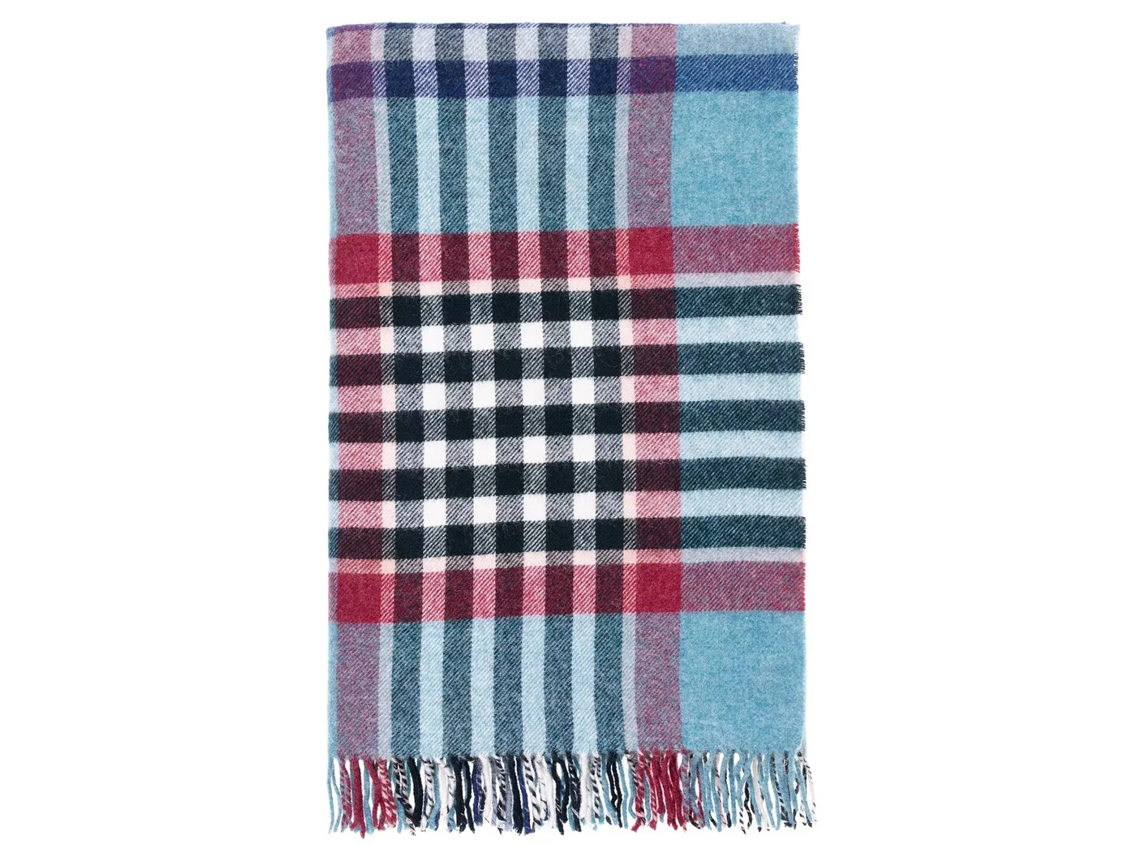 Chesil Check Pure New Wool Throw - Teal
