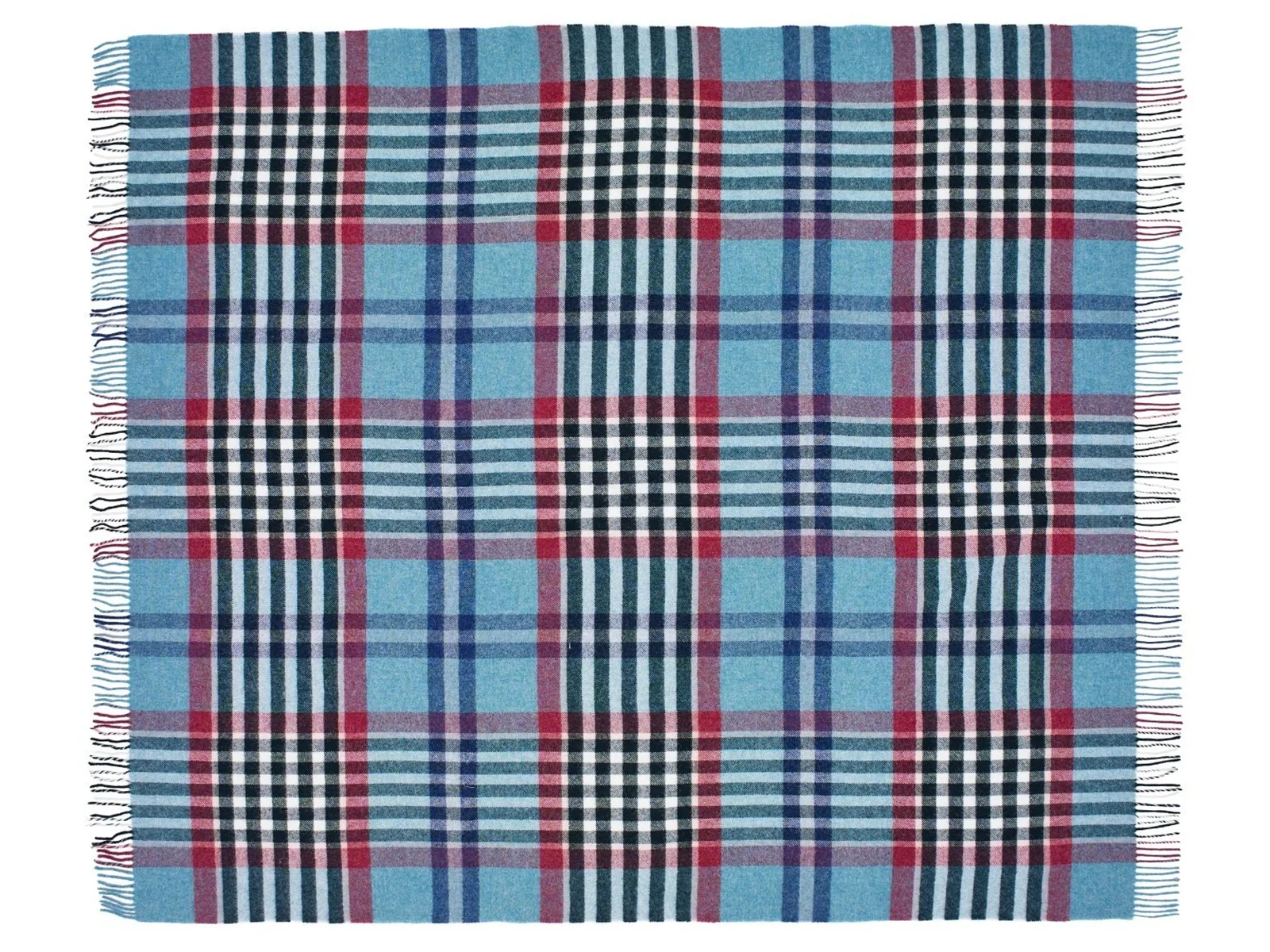 Chesil Check Pure New Wool Throw - Teal - Image 2