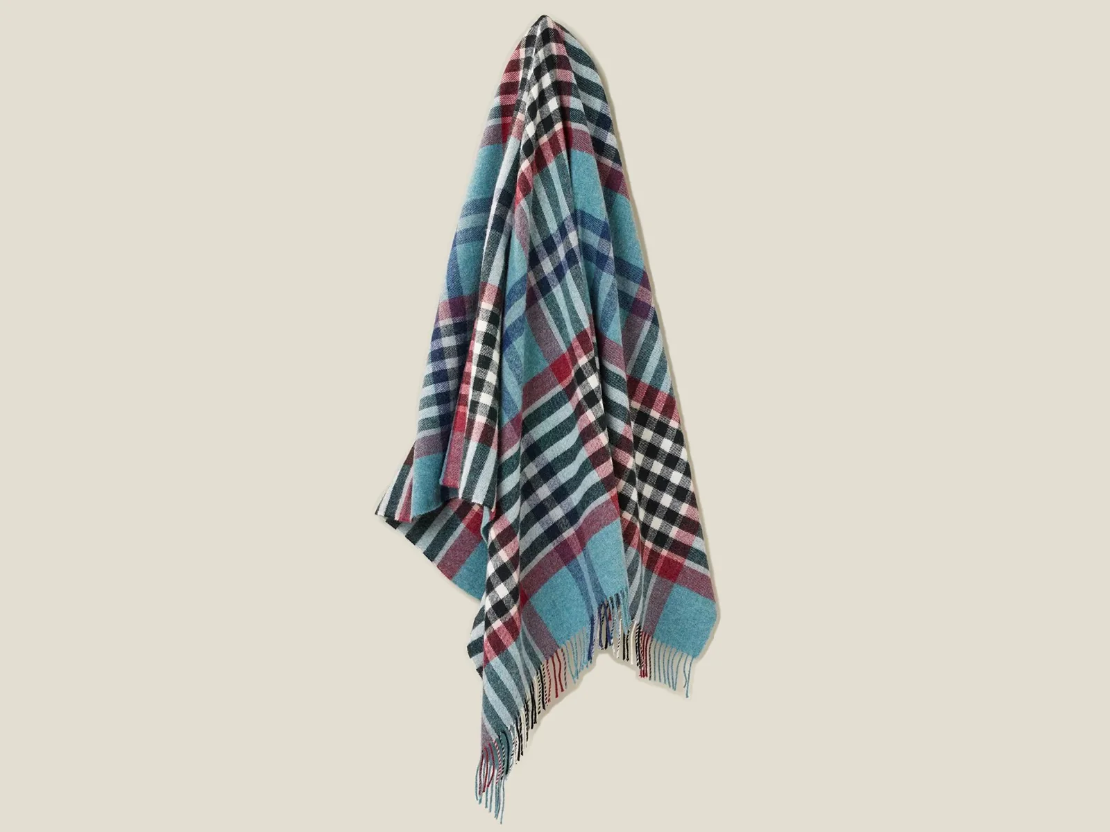 Chesil Check Pure New Wool Throw - Teal - Image 3