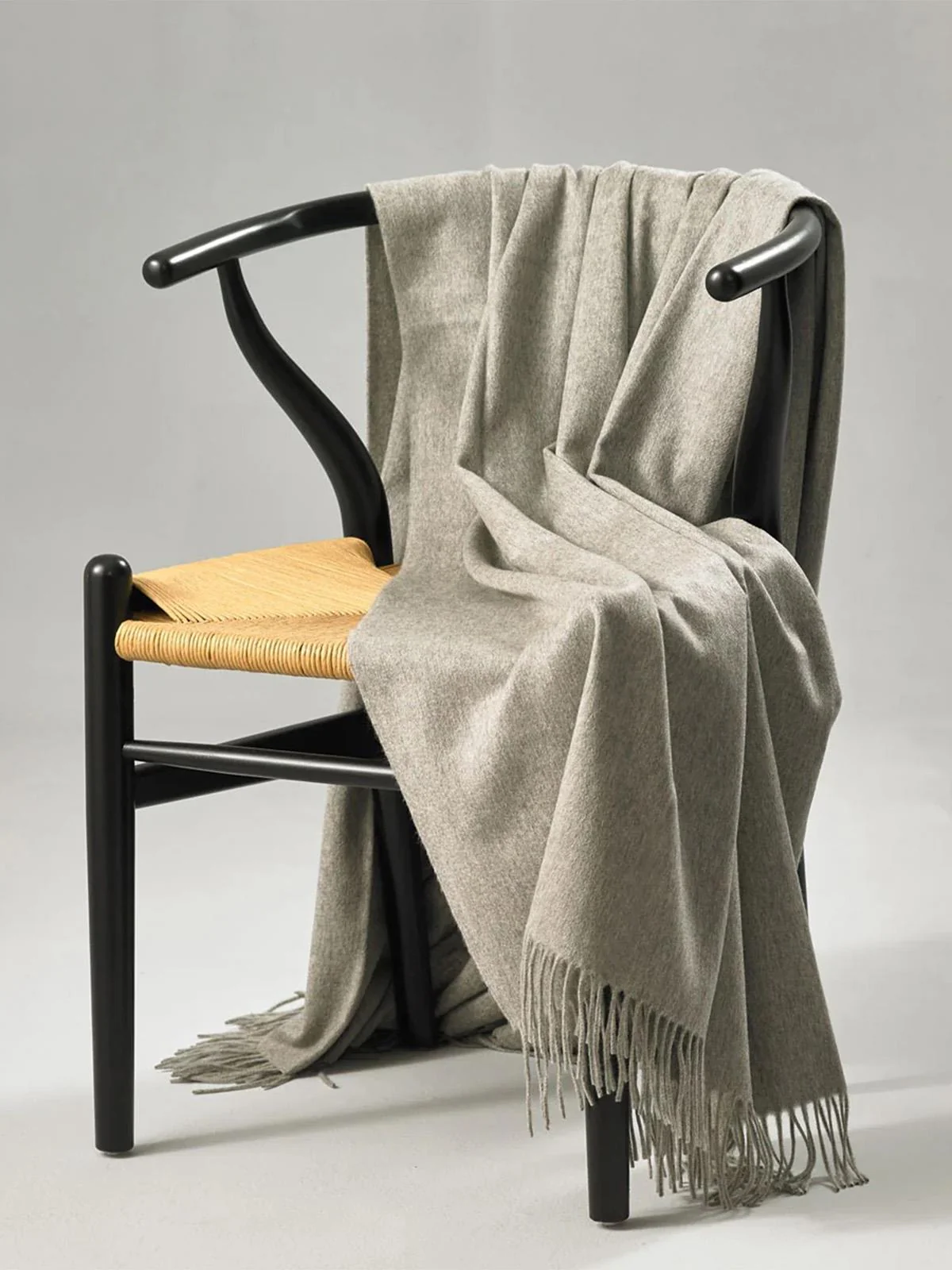 Classic Plain Ripple 100% Cashmere Throw - Grey - Image 2