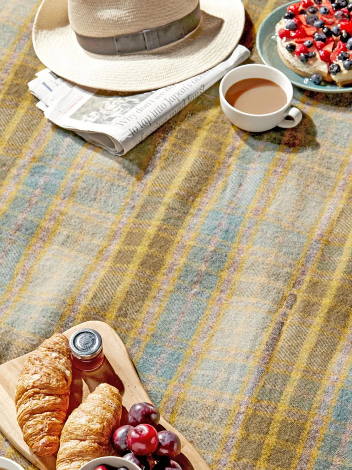 Cottage Check Pure New Wool Throw - Mustard - Image 3