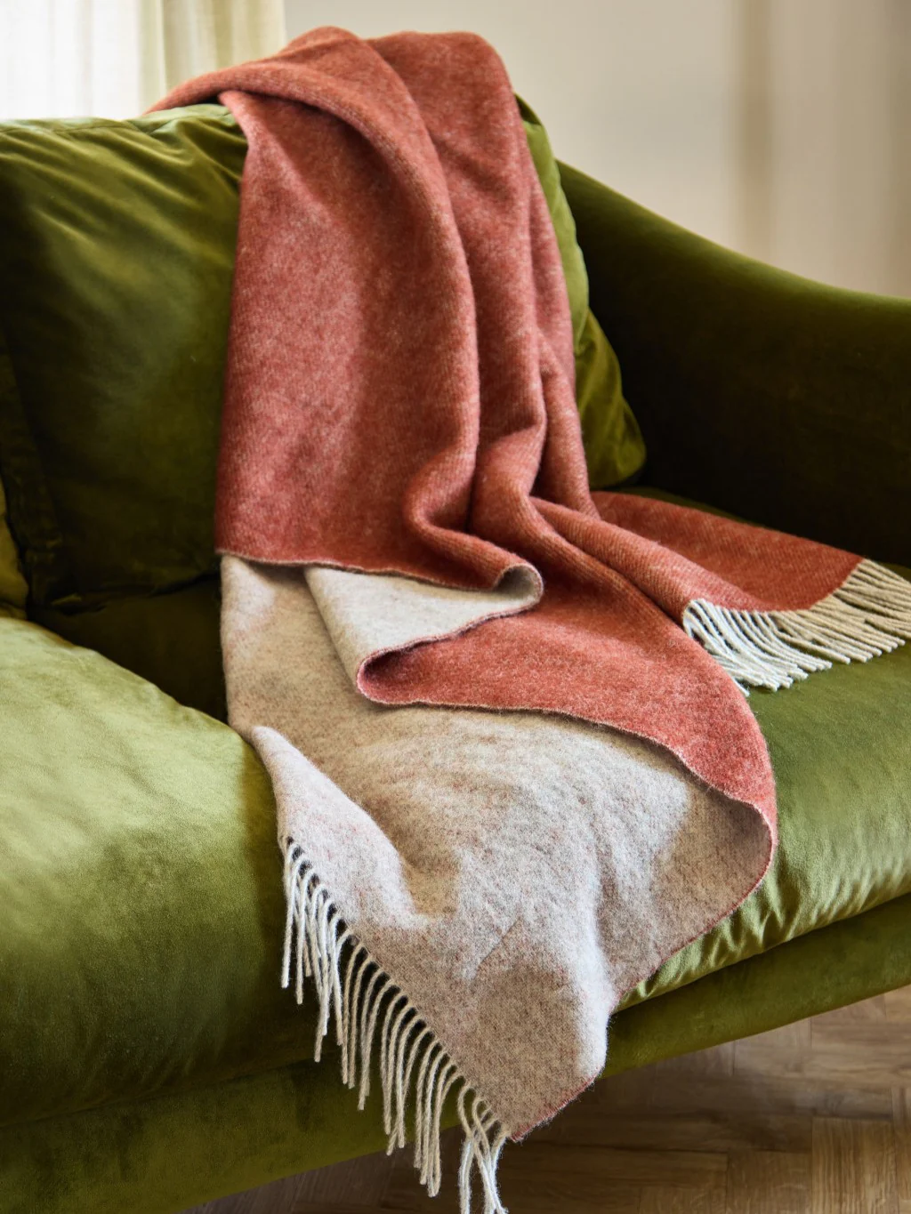 Dartmoor Reversible Pure New Wool Throw - Ketchup - Image 2