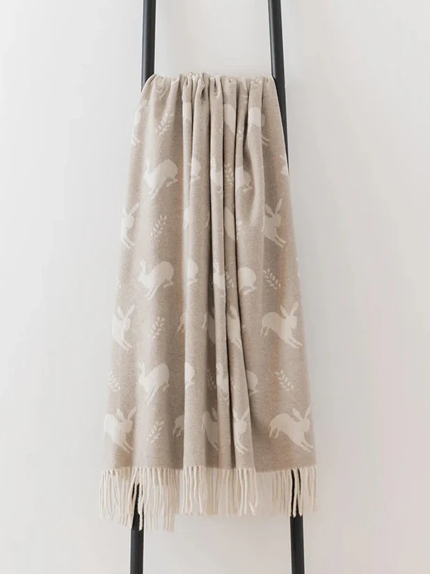 Hare Merino Lambswool Throw - Fawn - Image 3