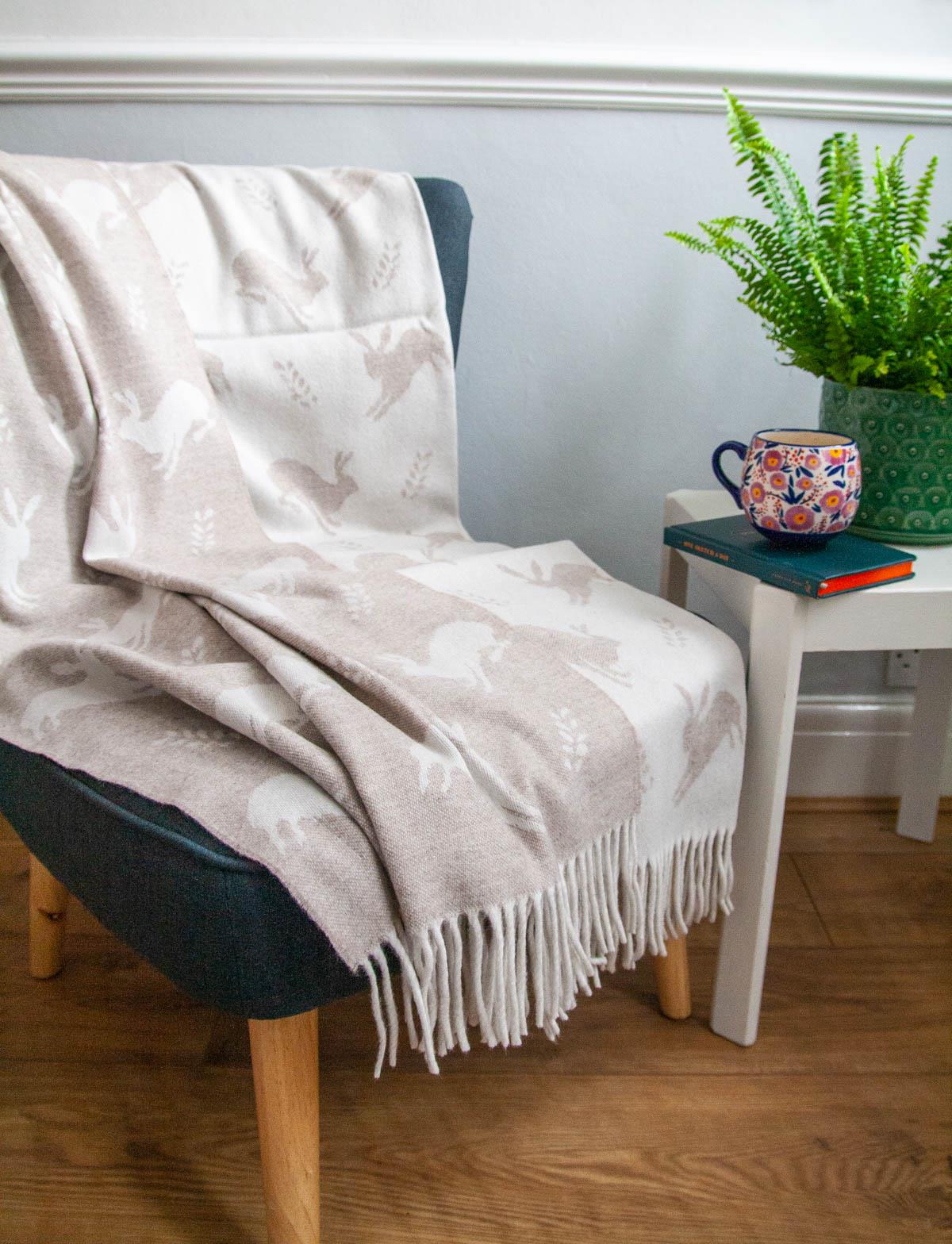 Hare Merino Lambswool Throw - Fawn - Image 6