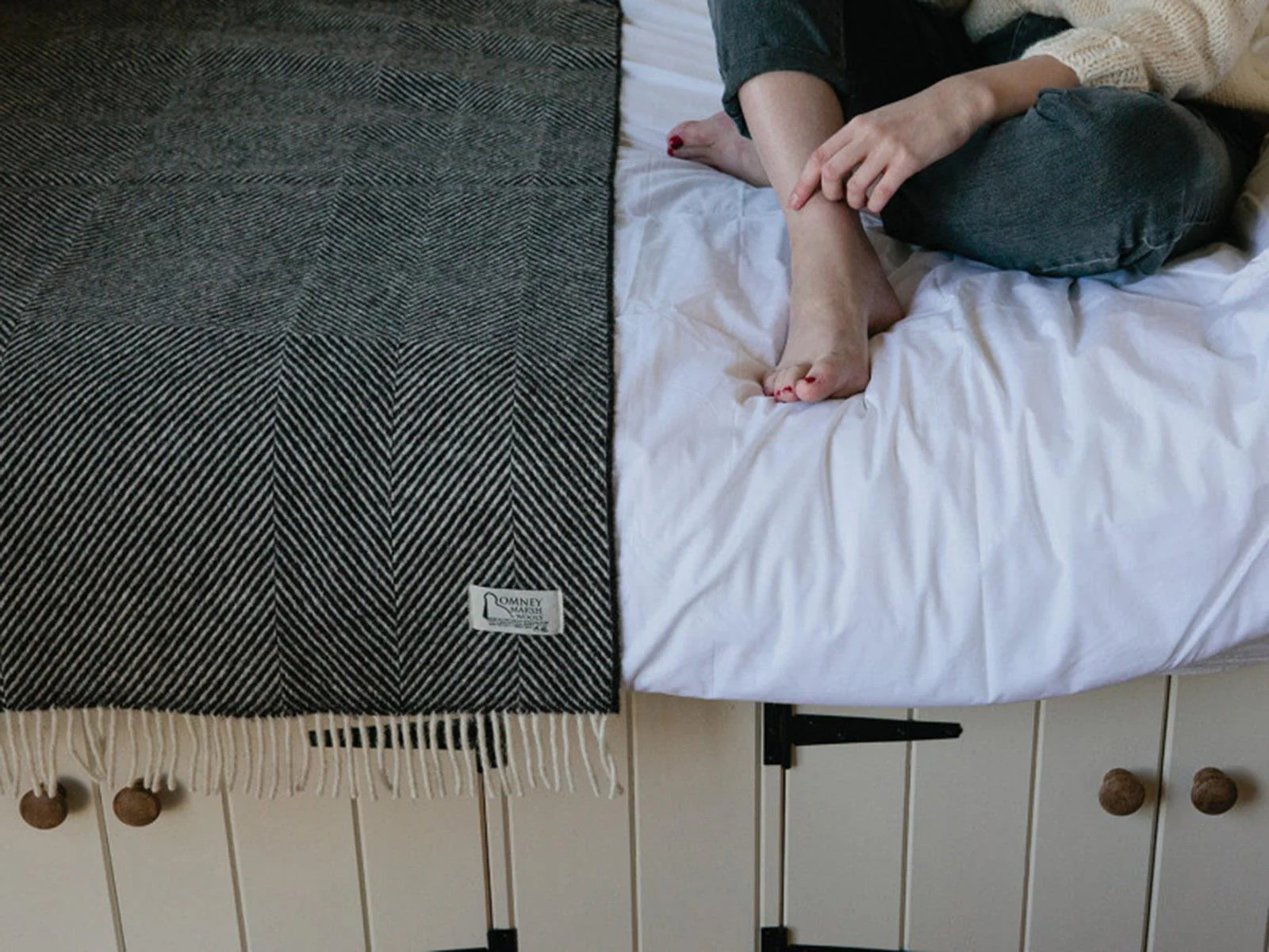 Herringbone 100% British Wool Throw - Blackthorn - Image 3