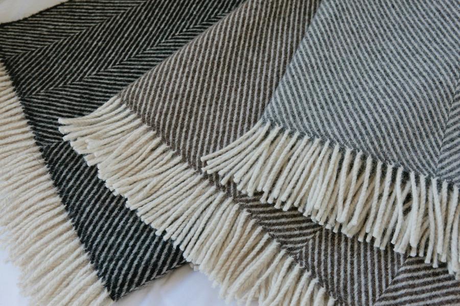 Herringbone 100% British Wool Throw - Tawny - Image 4