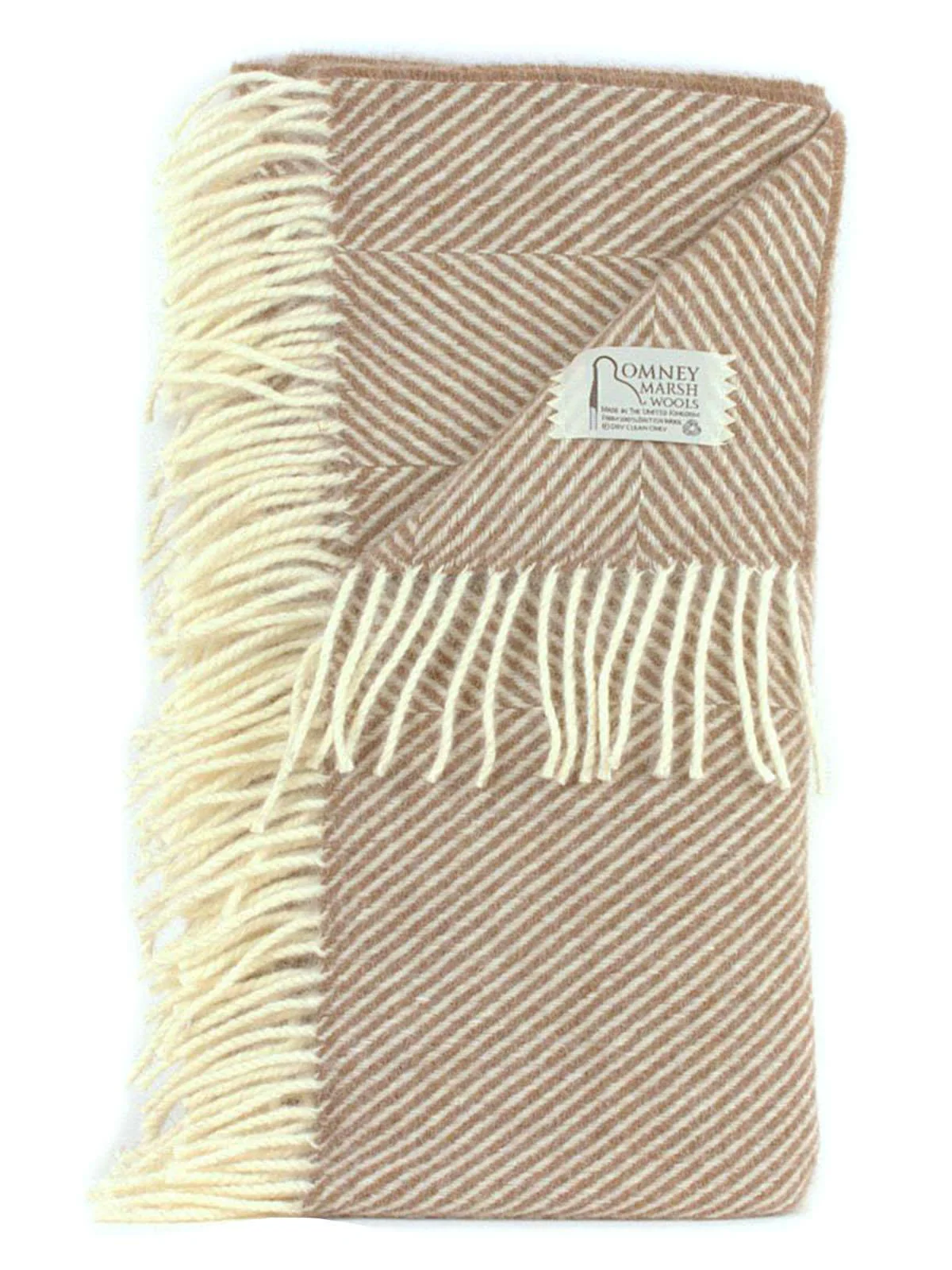 Herringbone 100% British Wool Throw - Tawny - Image 5