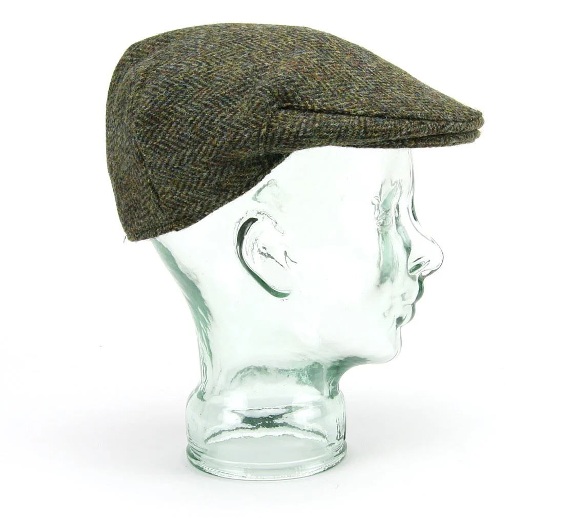 Herringbone Harris Tweed Flat Cap - Green - Image 11