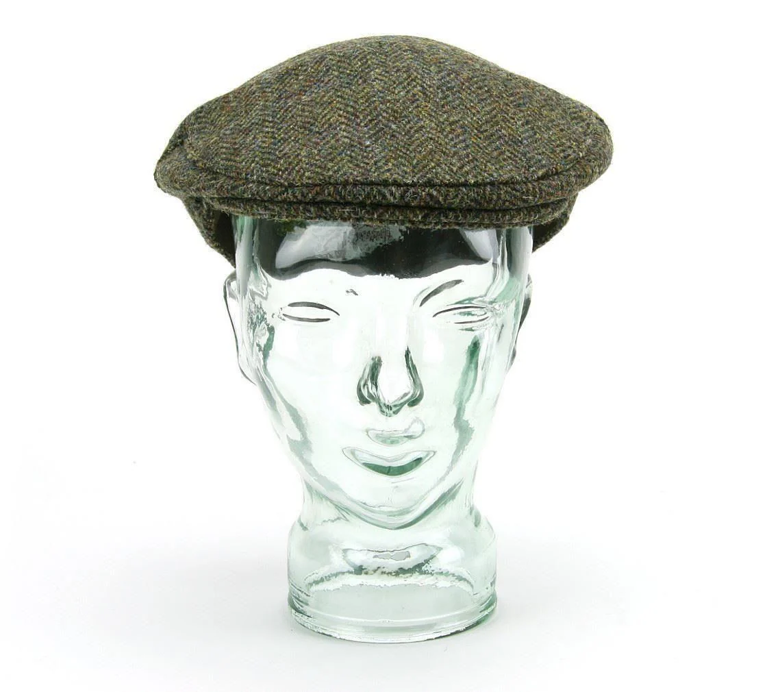 Herringbone Harris Tweed Flat Cap - Green - Image 4