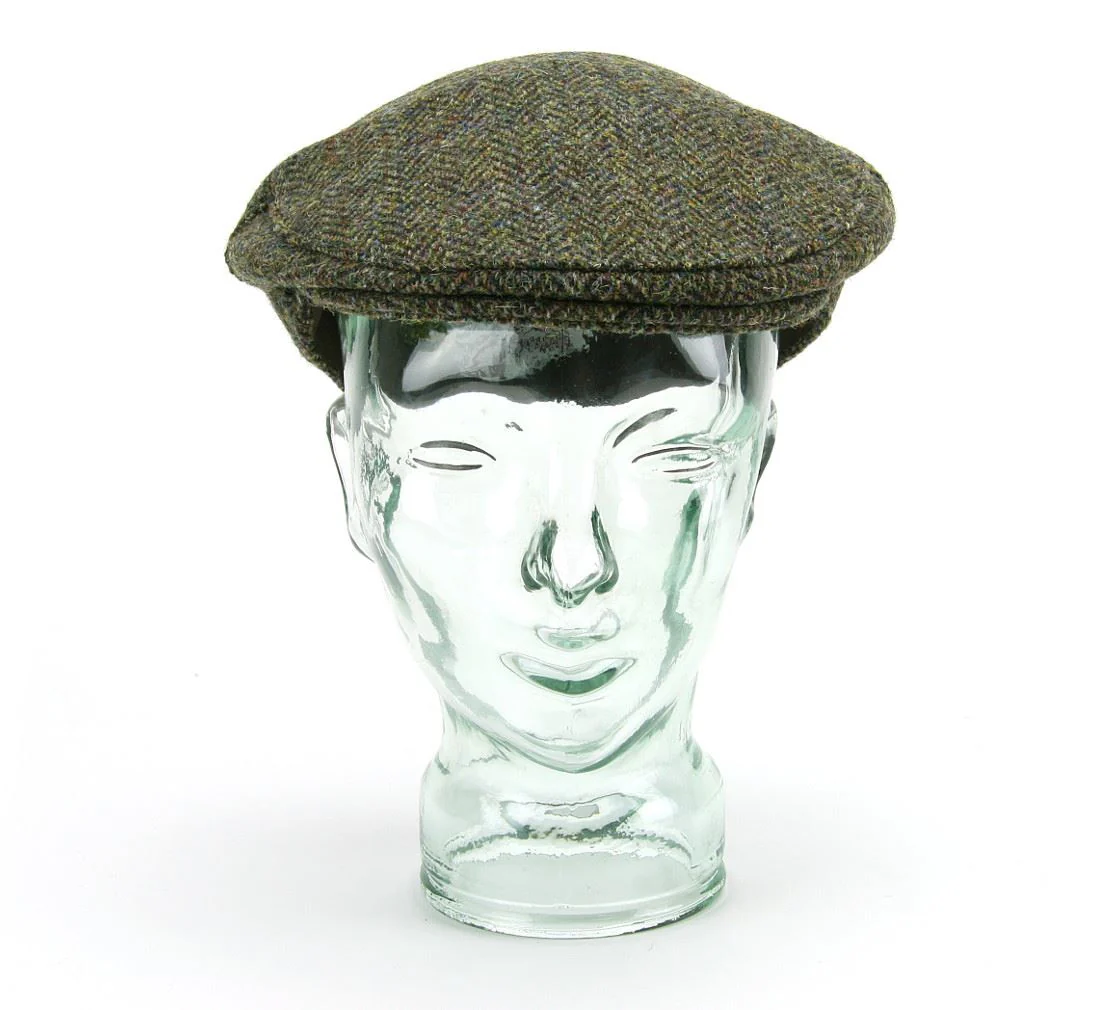 Herringbone Harris Tweed Flat Cap - Green - Image 8