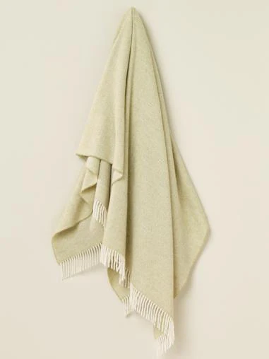 Herringbone Merino Lambswool Throw - Sage - Image 2