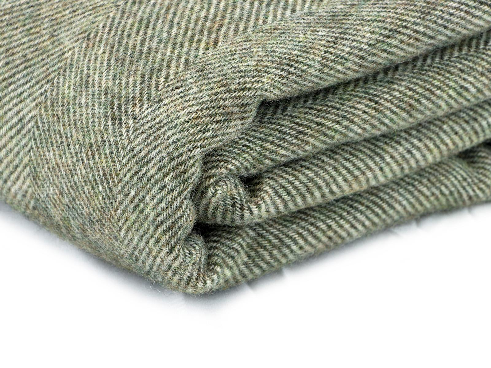 Herringbone Pure New Wool Blanket - Green - Image 3
