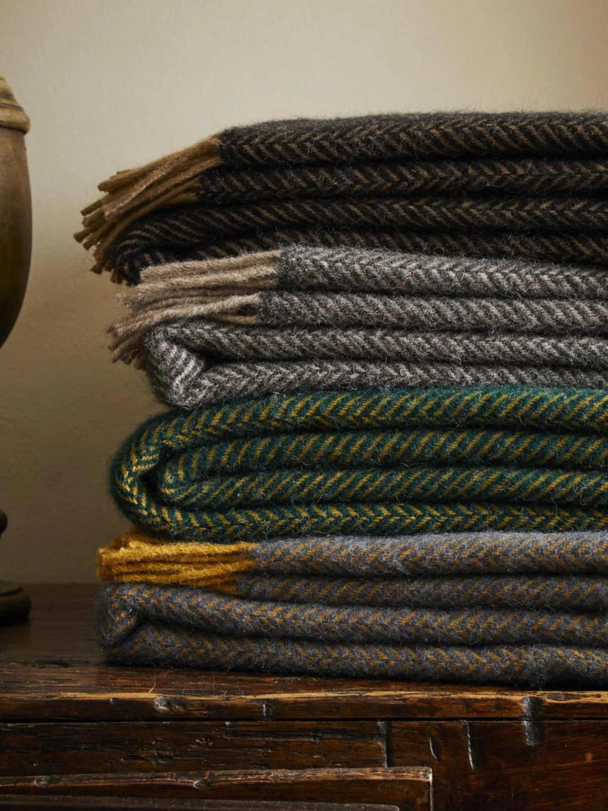 Herringbone Pure New Wool Throw - Charcoal/Silver - Image 4