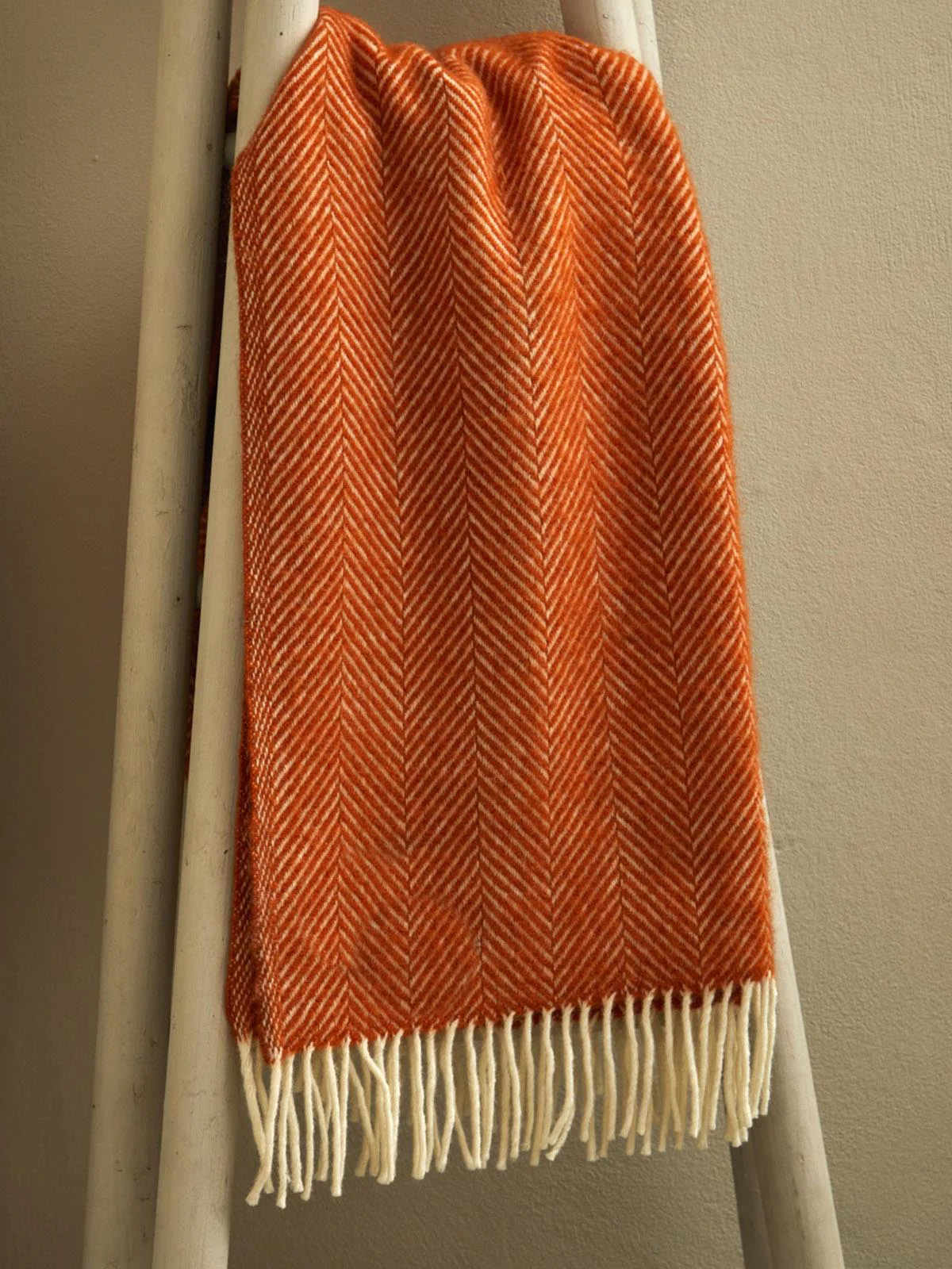 Herringbone Pure New Wool Throw - Cinnamon - Image 3