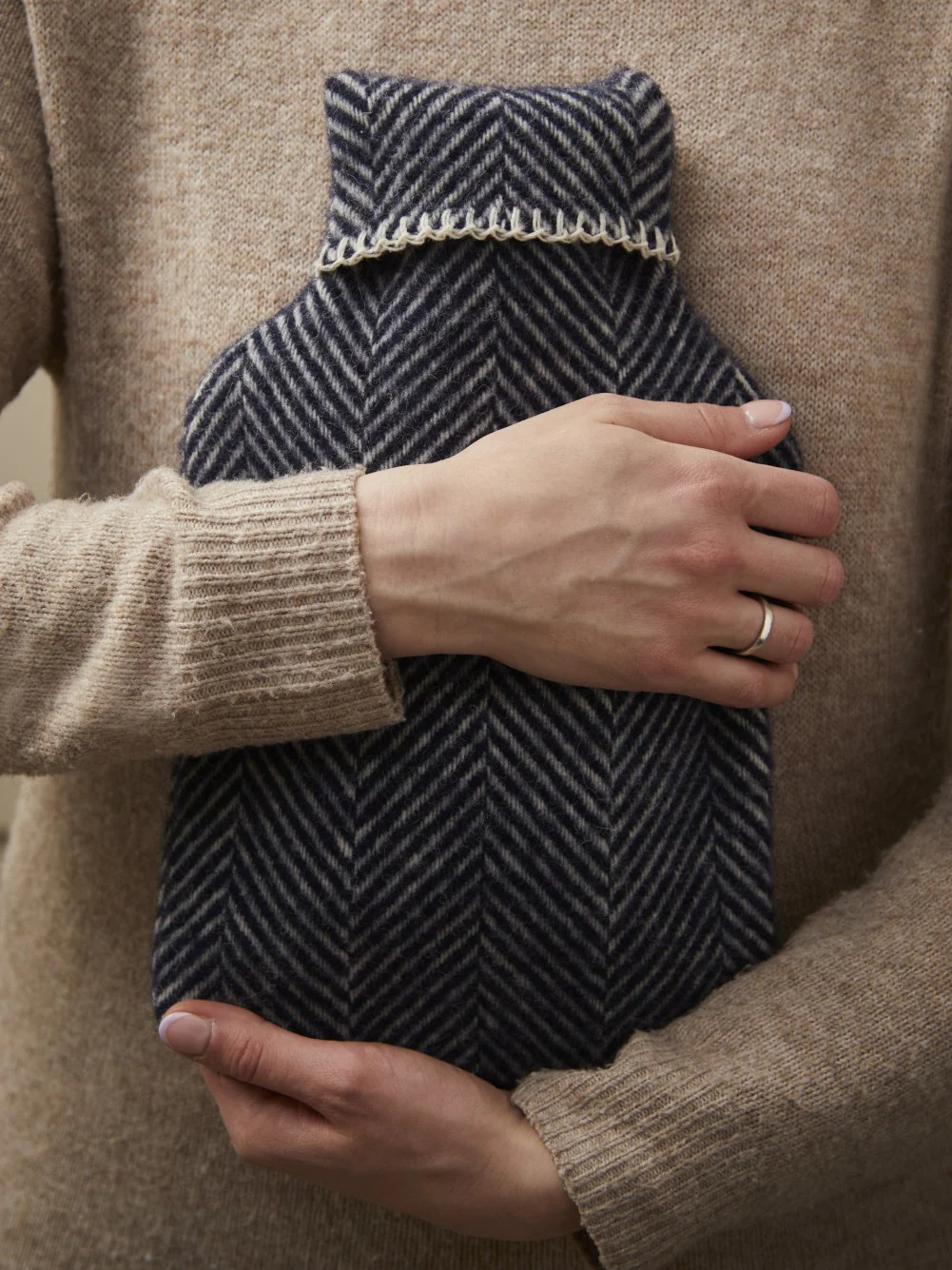 Herringbone Pure New Wool Hot Water Bottle - Image 2