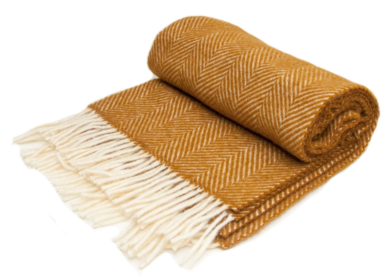 Herringbone Pure New Wool Throw - Mustard - Image 5