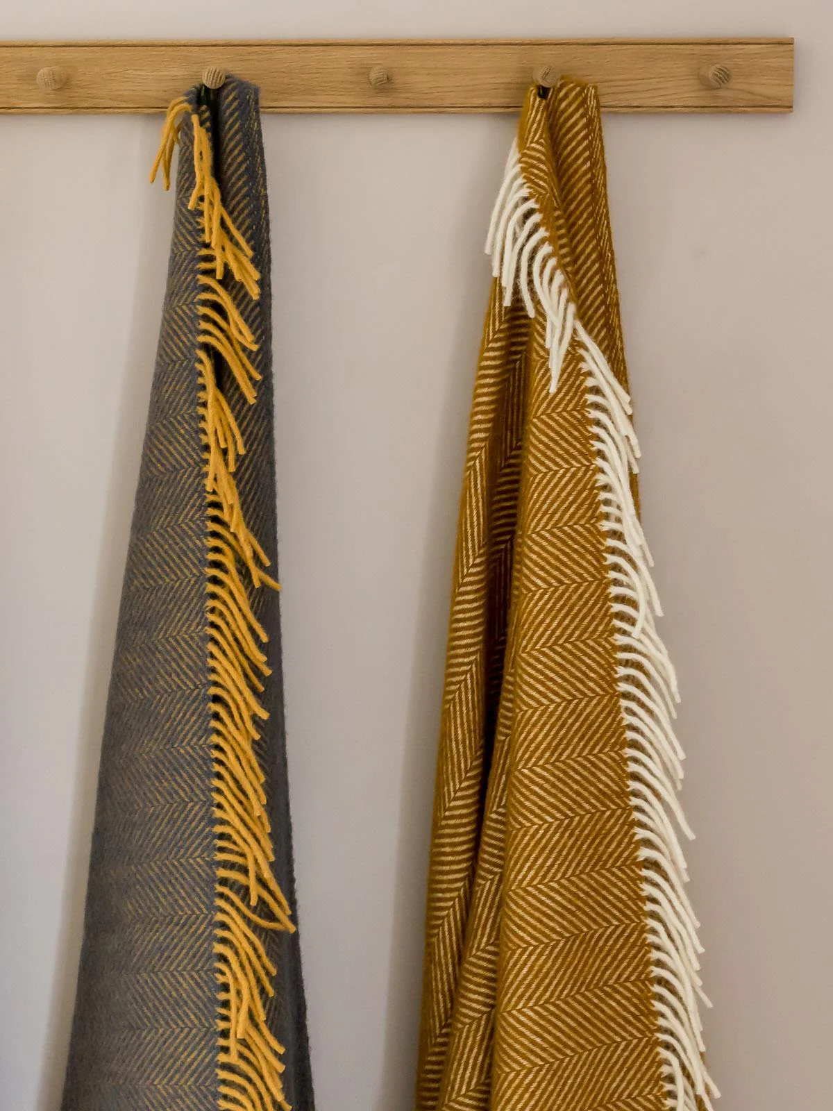 Herringbone Pure New Wool Throw - Mustard - Image 8