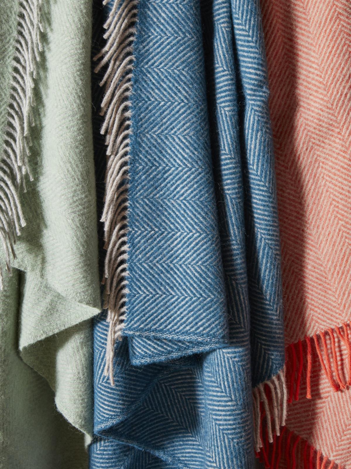 Herringbone Pure New Wool Throw - Teal/Hazel - Image 2