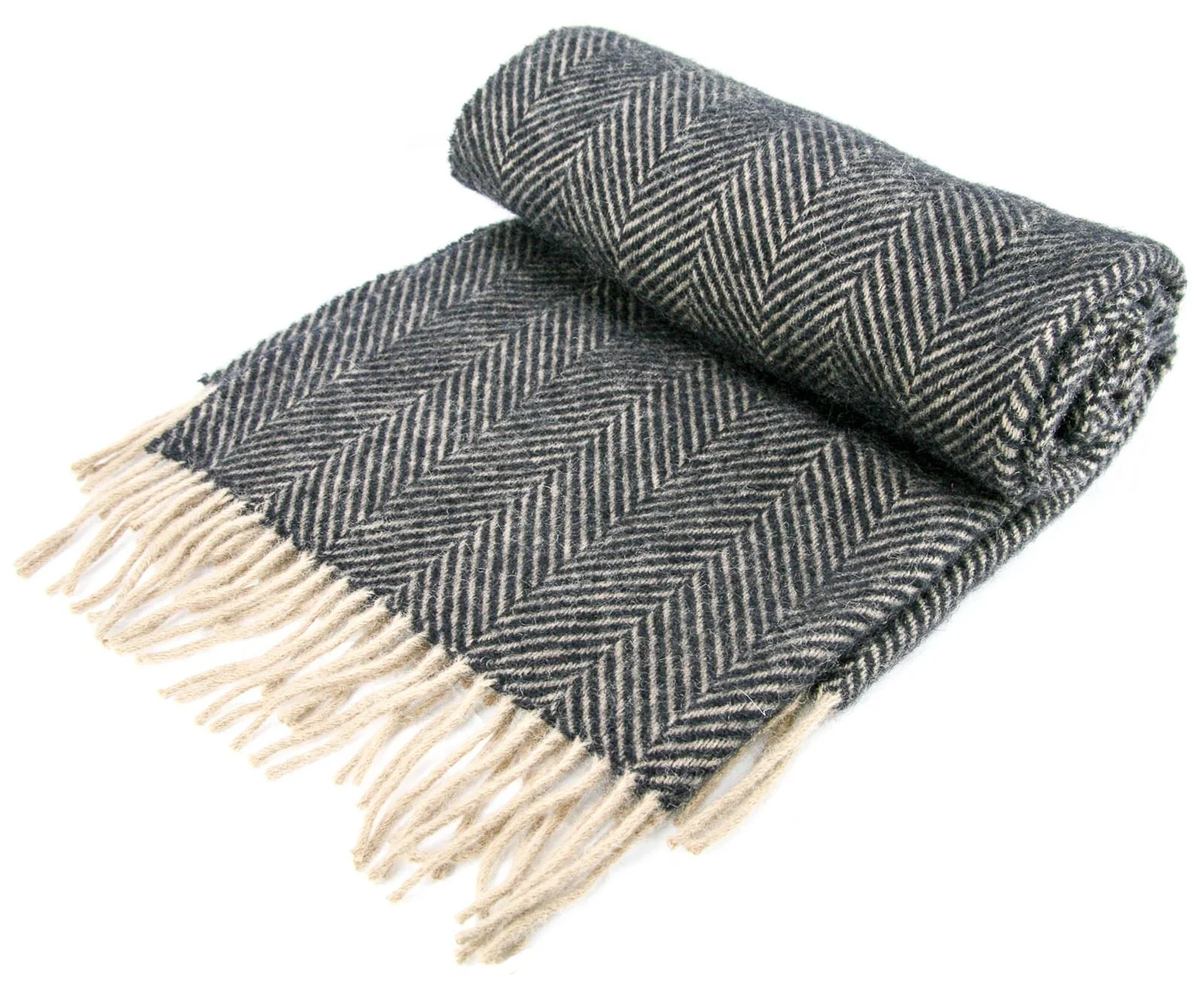 Herringbone Pure New Wool Throw - Vintage - Image 9