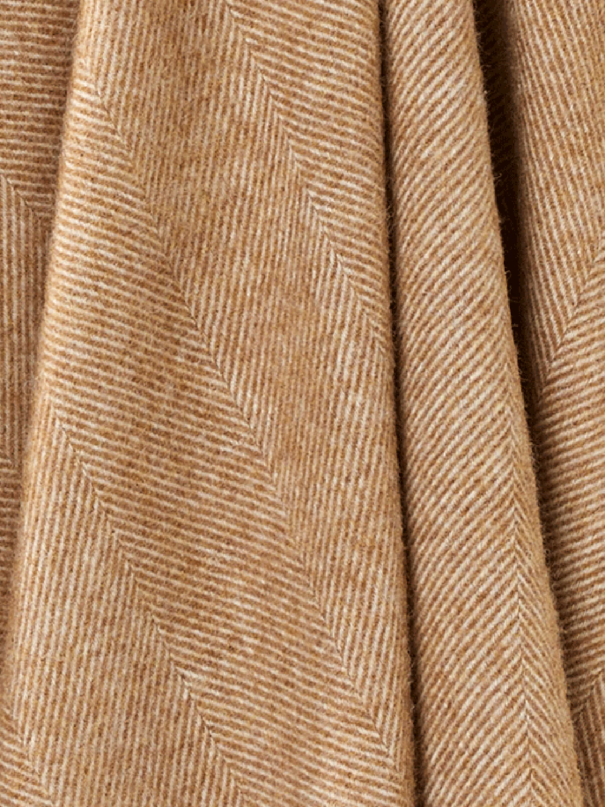 Herringbone Shetland Pure New Wool Throw - Camel - Image 3