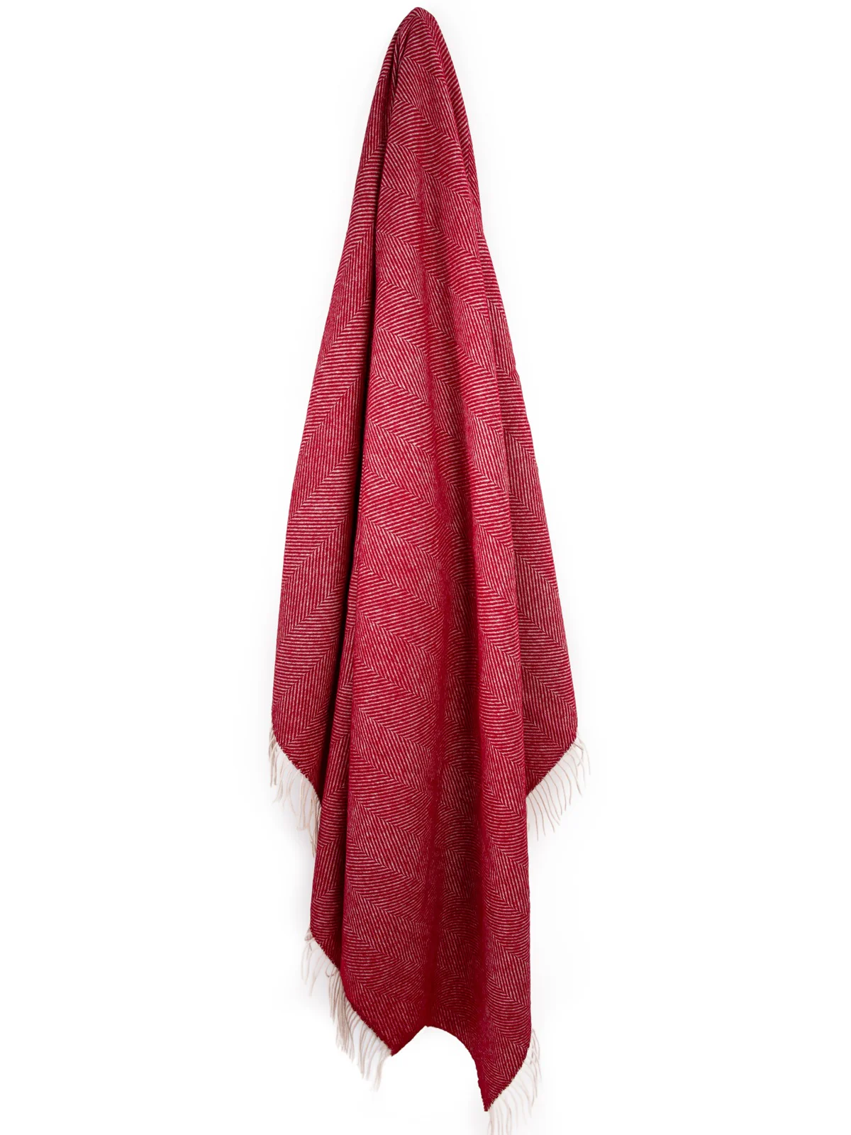 Herringbone Pure New Wool Throw - Cherry Red - Image 2