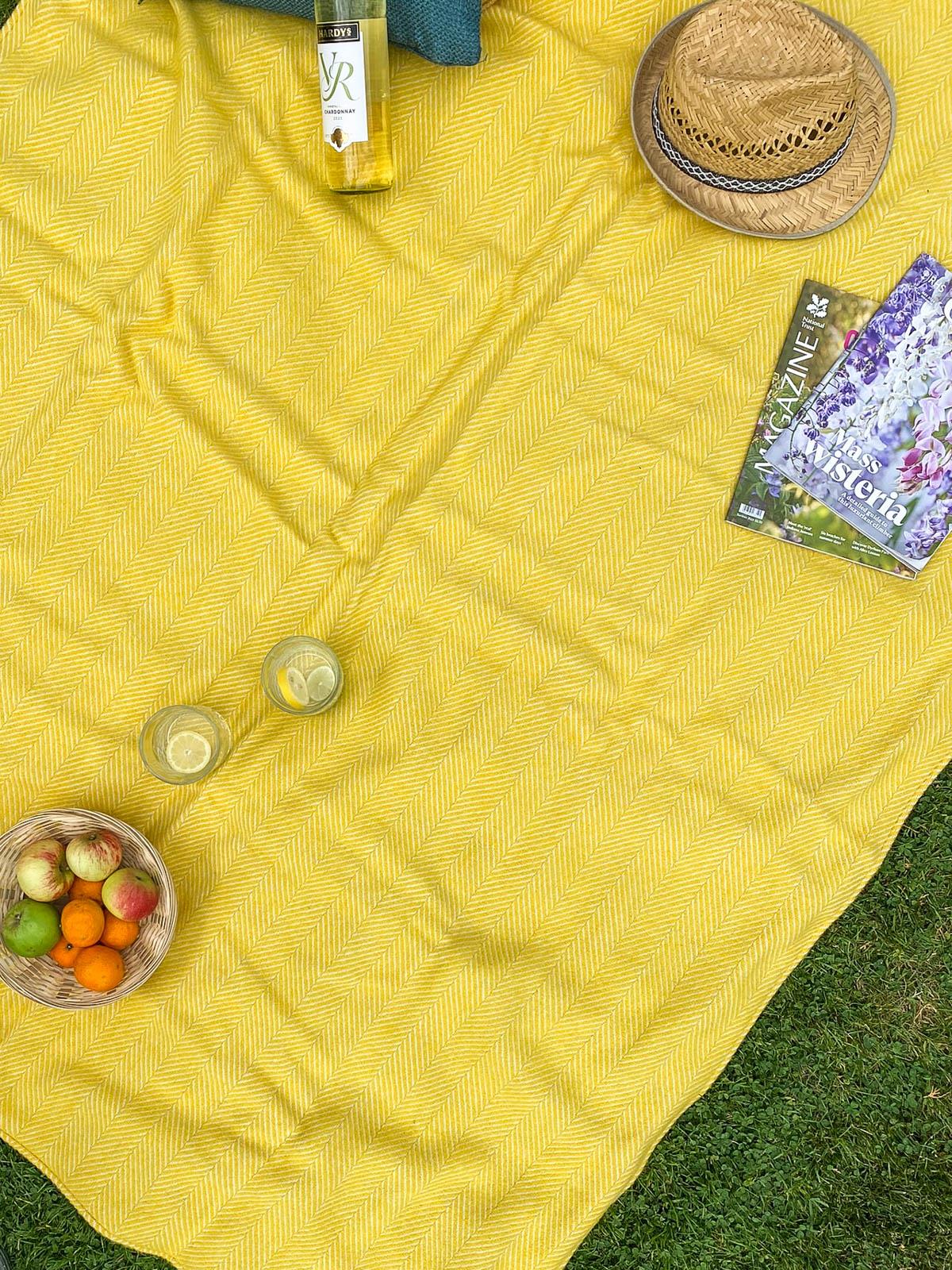 Herringbone Waterproof Eventer Picnic Blanket - Dandelion - Image 7