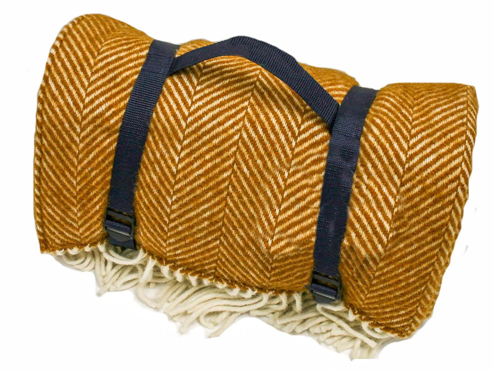 Herringbone Waterproof Polo Picnic Blanket -  Mustard - Image 3