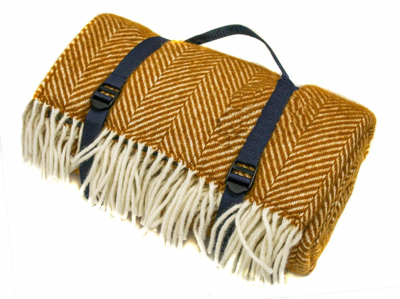 Herringbone Waterproof Polo Picnic Blanket -  Mustard - Image 5