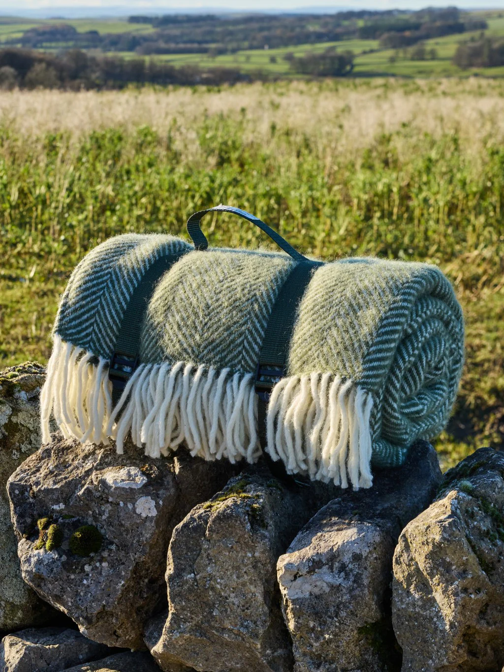 Herringbone Waterproof Polo Picnic Blanket - Olive - Image 2