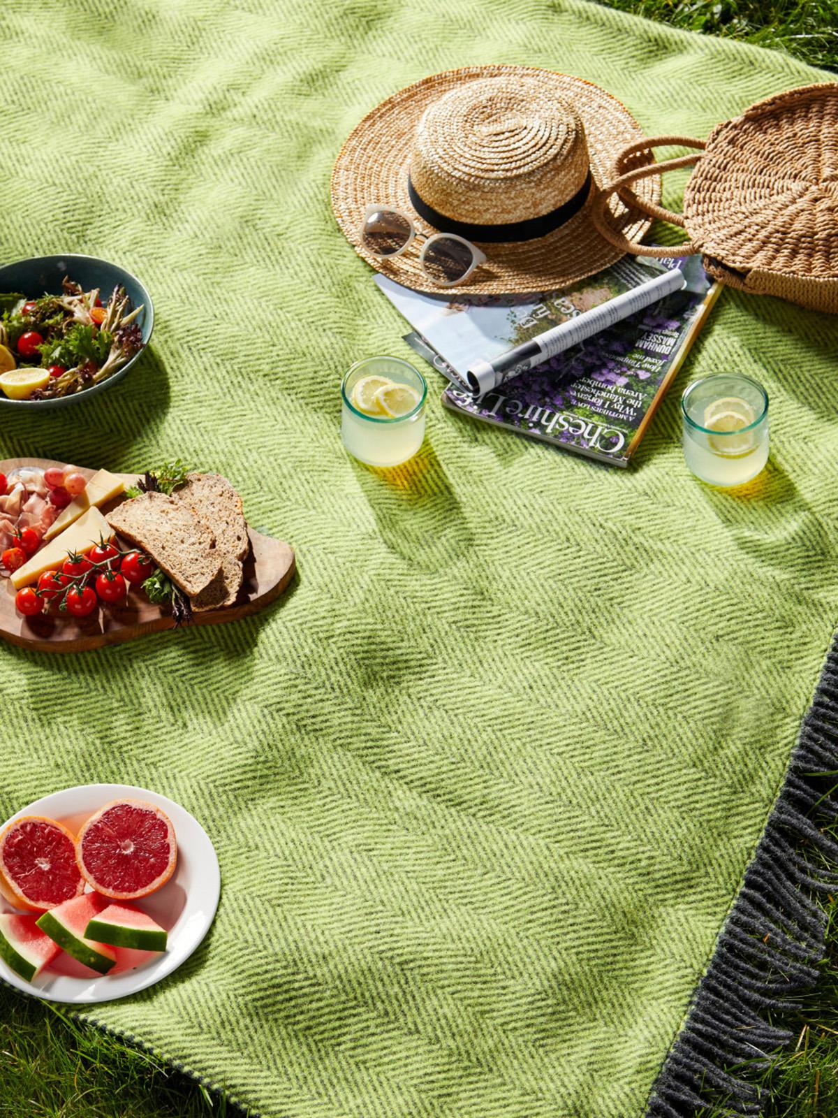 Herringbone Waterproof Polo Picnic Blanket - Zest/Grey - Image 3