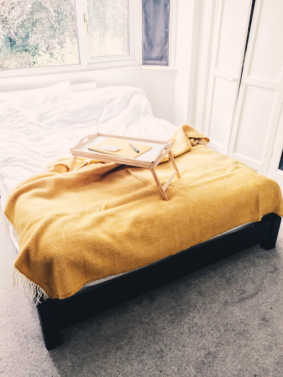 Honeycomb Pure New Wool Throw - Golden Yellow - Image 3
