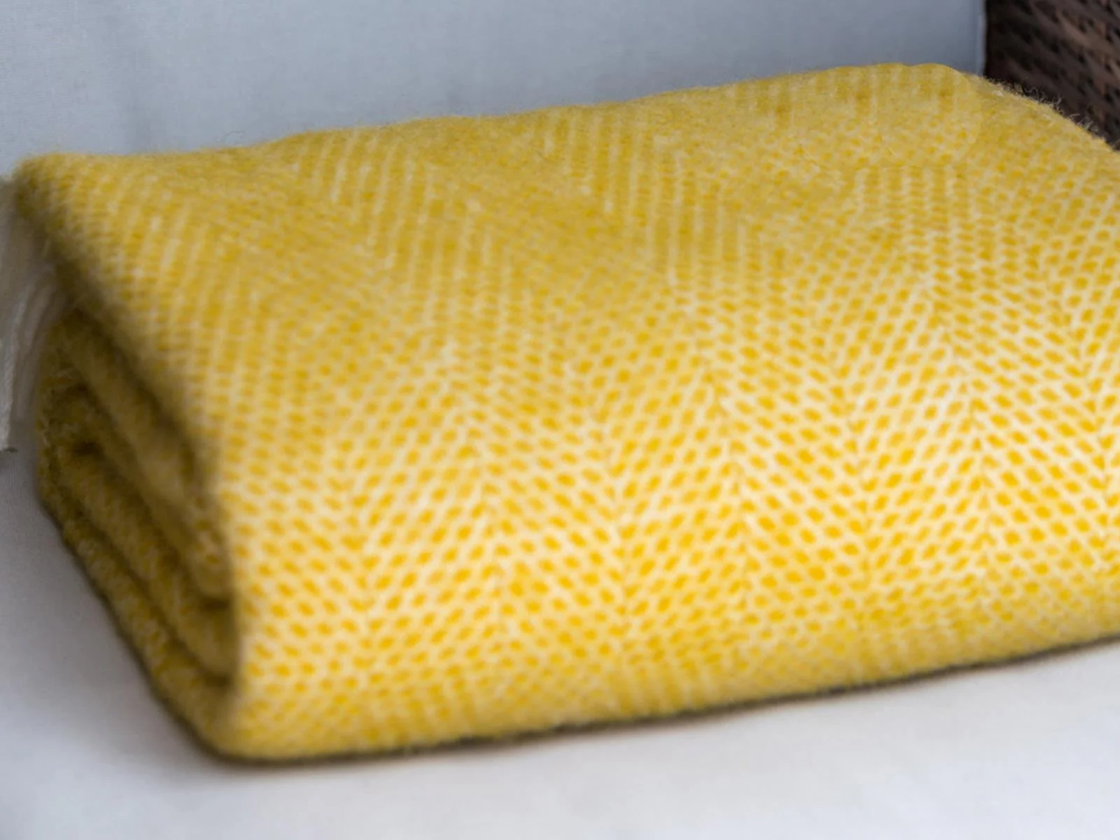 Honeycomb Pure New Wool Throw - Golden Yellow - Image 4