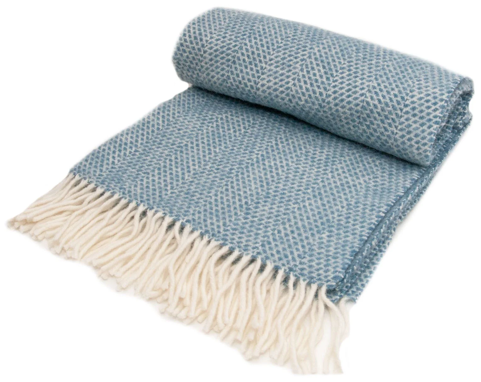 Honeycomb Pure New Wool Throw - Petrol Blue - Image 6